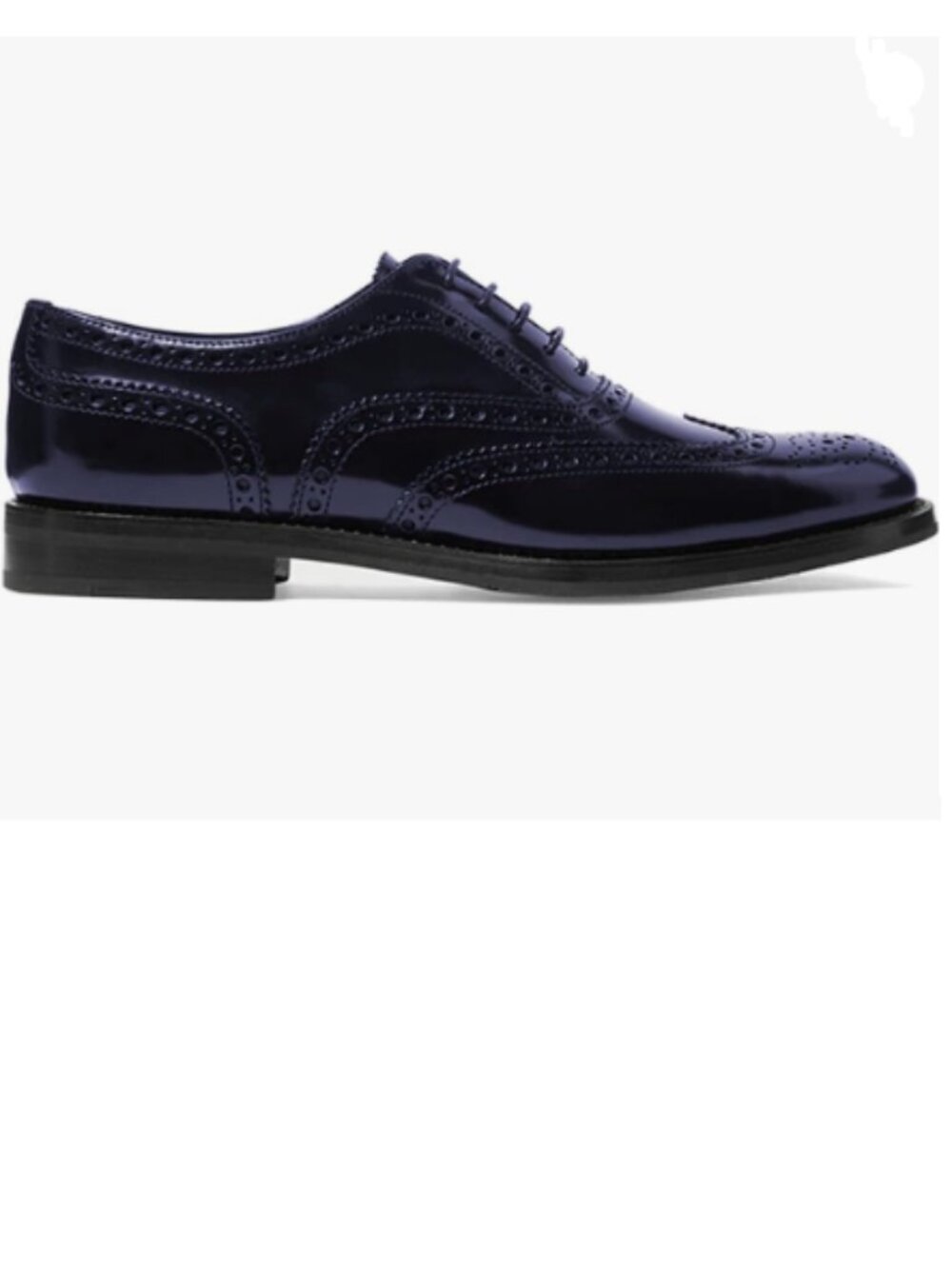 FOWT Navy Women Perforated Self Tie Oxfords Cap Toe Lace Pattern Brogue Shoes